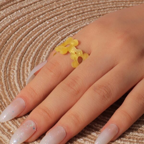 

Flower Design Cuff Ring, Yellow