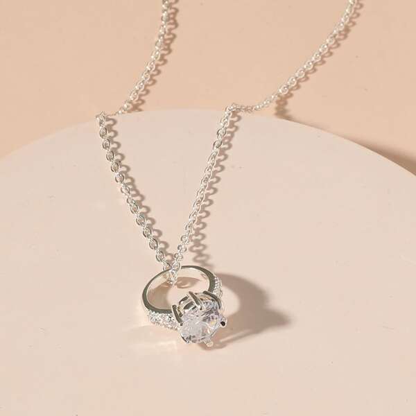

Ring Charm Necklace, Silver