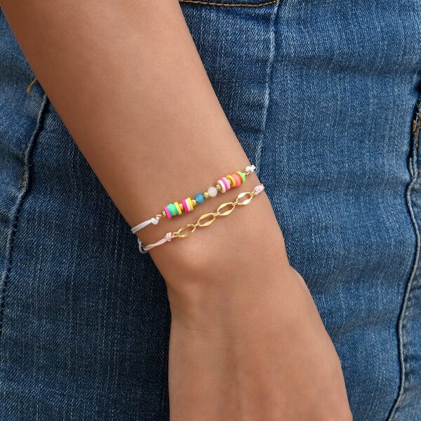 

2pcs Chain Decor Bracelet, Multicolor