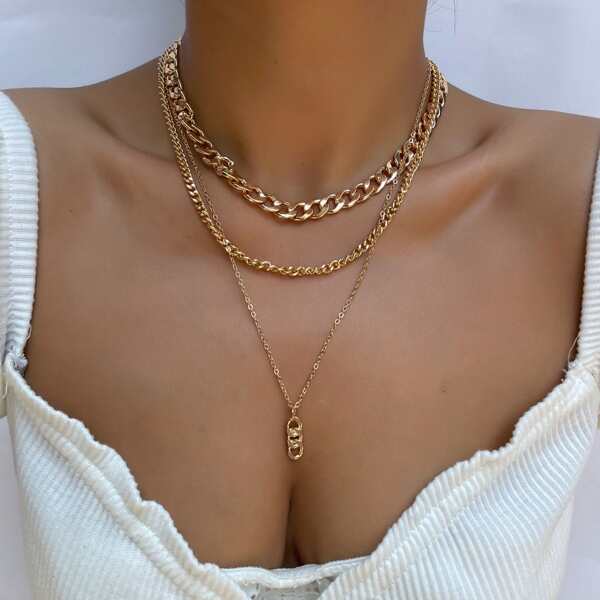 

Chain Layered Necklace, Gold