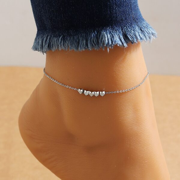 

Geo Bead Decor Anklet, Silver