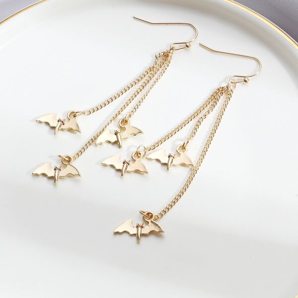 

Bat Decor Drop Earrings, Gold