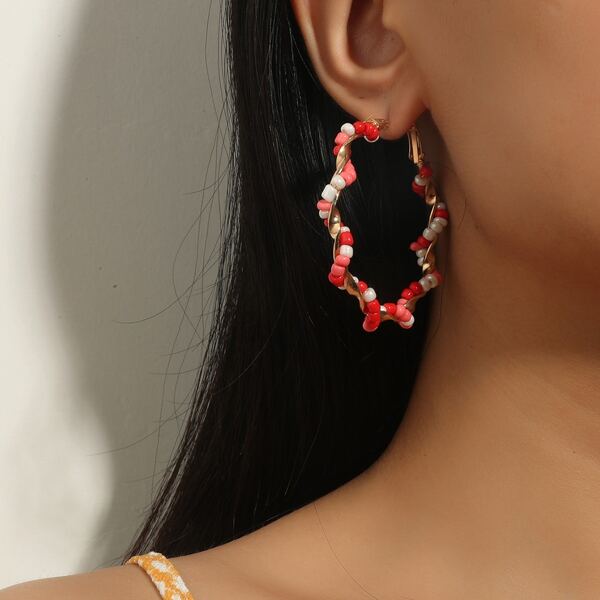 

Beaded Hoop Earrings, Multicolor