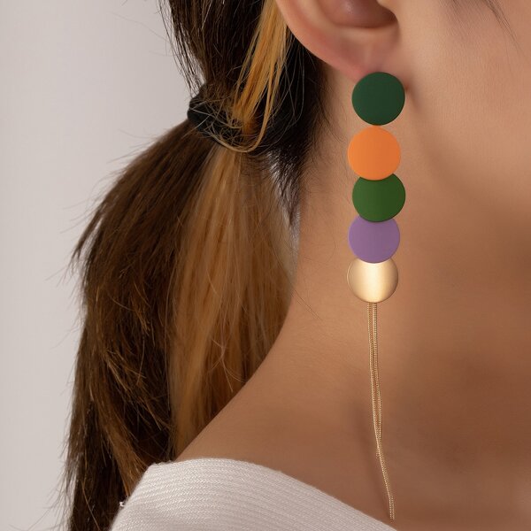 

Round Design Drop Earrings, Multicolor