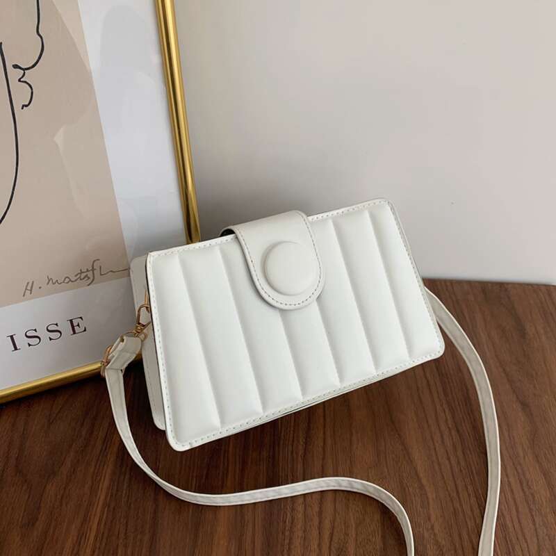 

Snap Button Crossbody Bag, White