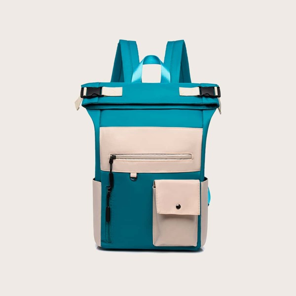 

Two Tone Large Capacity Backpack, Blue