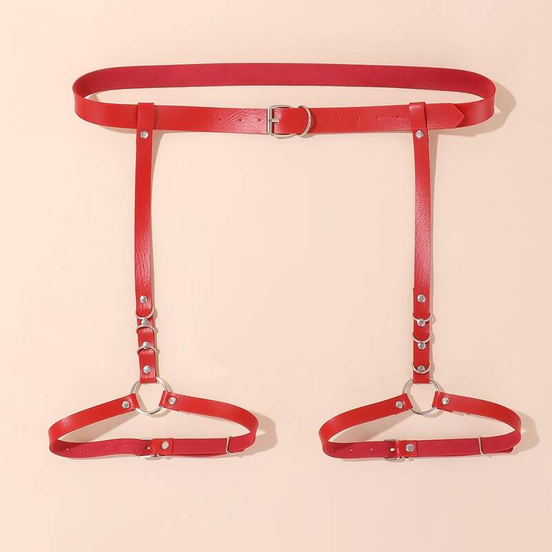 

Ring Linked Garter Belt, Red