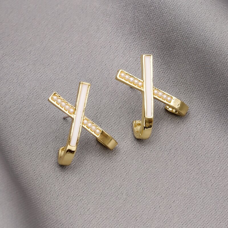 

Faux Pearl Stud Earrings, Gold