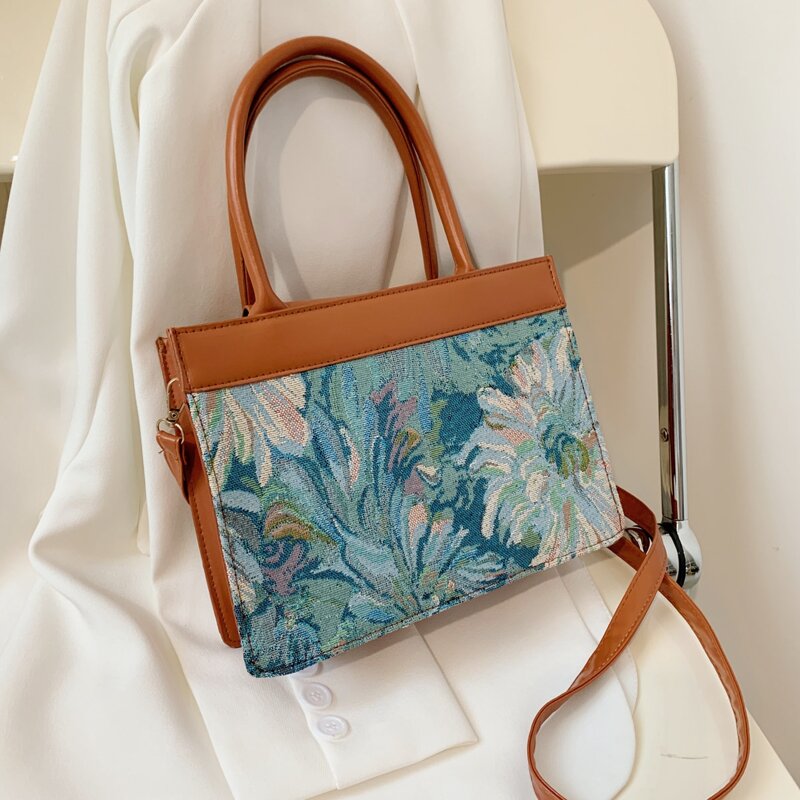 

Floral Graphic Satchel Bag, Brown