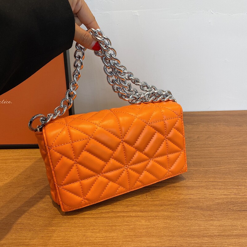 

Minimalist Quilted Flap Square Bag, Orange