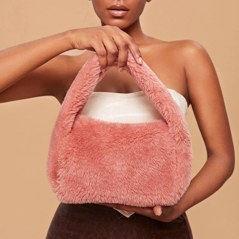 

Minimalist Fluffy Shoulder Bag, Pink
