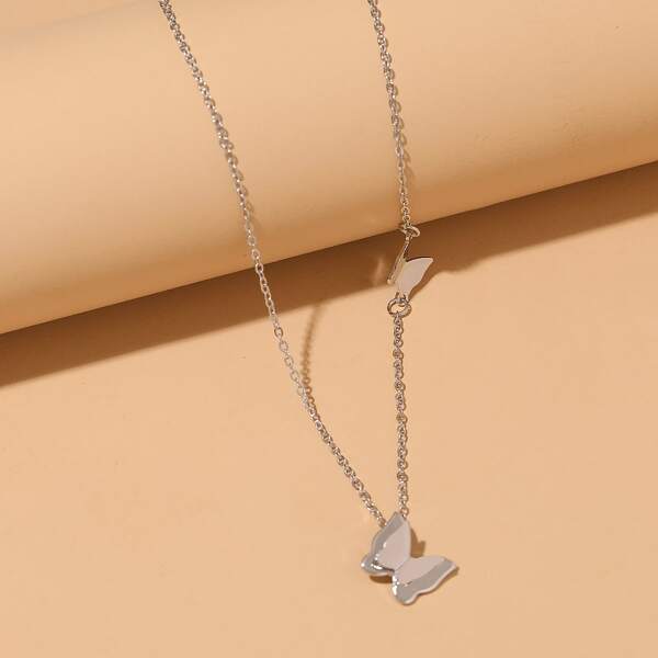 

Butterfly Decor Necklace, Silver