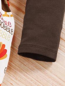 Baby Cartoon Graphic Ruffle Trim Bodysuit & Suspender Skirt & Headband - Multicolor - View 4