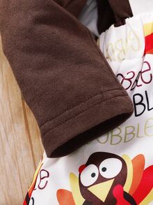 Baby Cartoon Graphic Ruffle Trim Bodysuit & Suspender Skirt & Headband - Multicolor - View 5