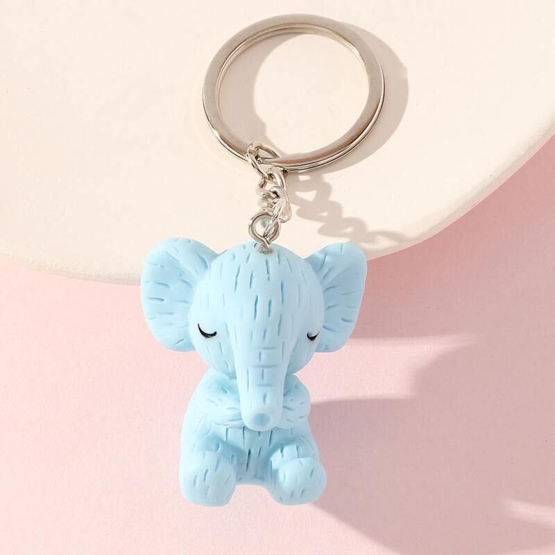 

Cartoon Elephant Charm Keychain, Blue
