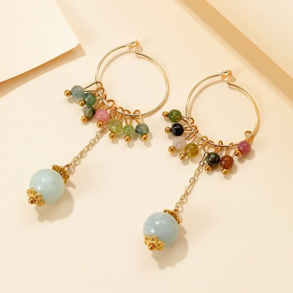 

Stone Decor Drop Earrings, Multicolor