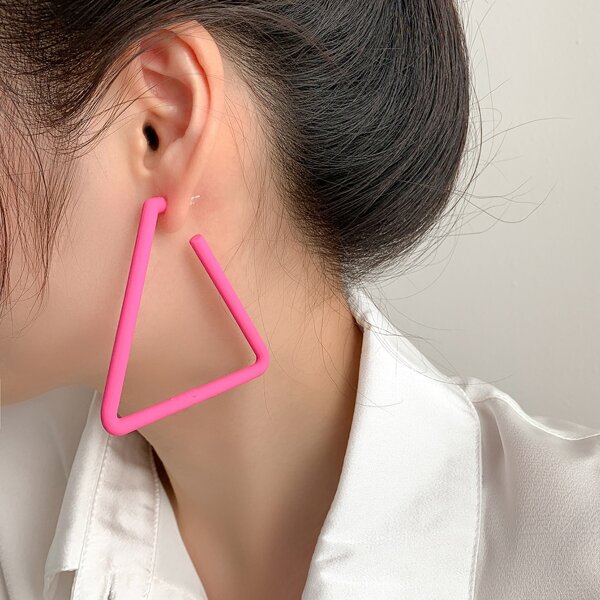 

Geo Decor Earrings, Hot pink