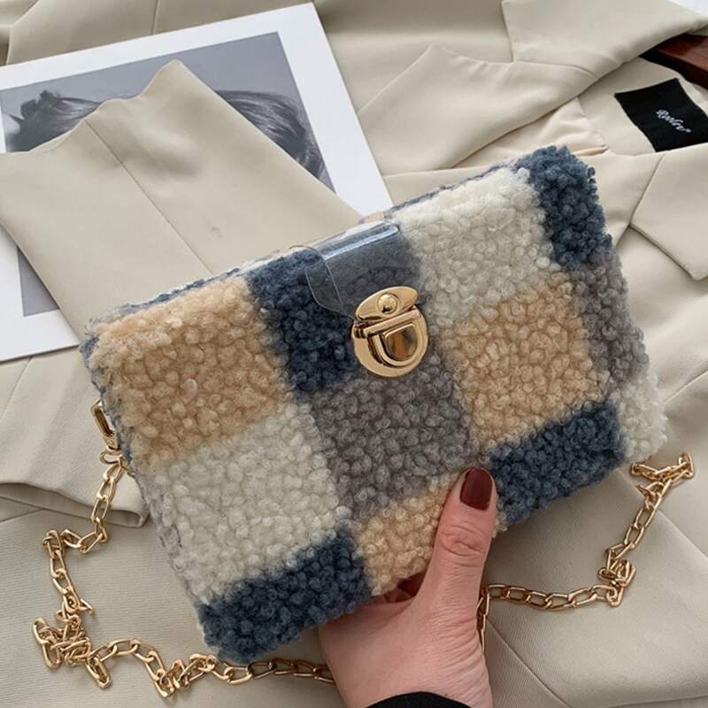 

Push Lock Chain Crossbody Bag, Blue