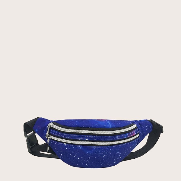 

Galaxy Graphic Double Pocket Fanny Pack, Blue