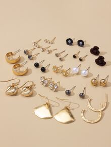 30pairs Rhinestone Decor Earrings - Multicolor - View 2