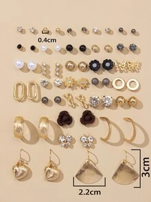 30pairs Rhinestone Decor Earrings - Multicolor - View 4