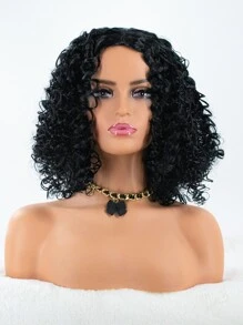 Natural Short Curly Wig - Black - View 3
