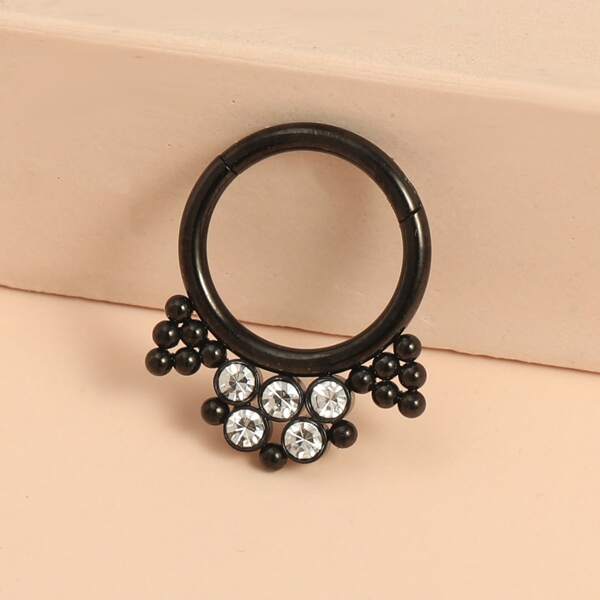 

Rhinestone Decor Nose Ring, Black