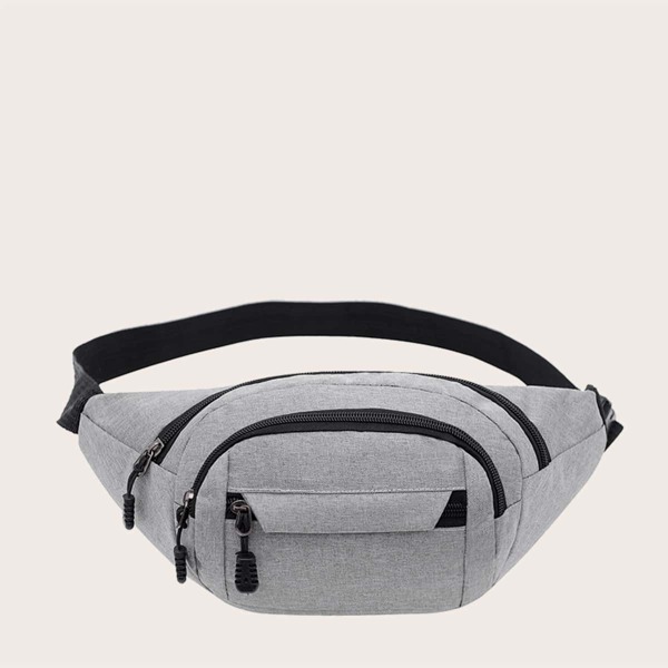 

Men Minimalist Zip Fanny Pack, Grey