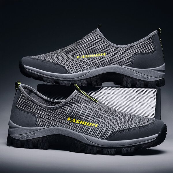 

Men Letter Graphic Mesh Slip On Sneakers, Dark grey