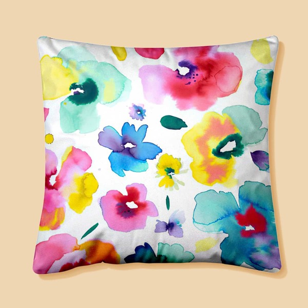 

Flower Print Cushion Cover Without Filler, Multicolor
