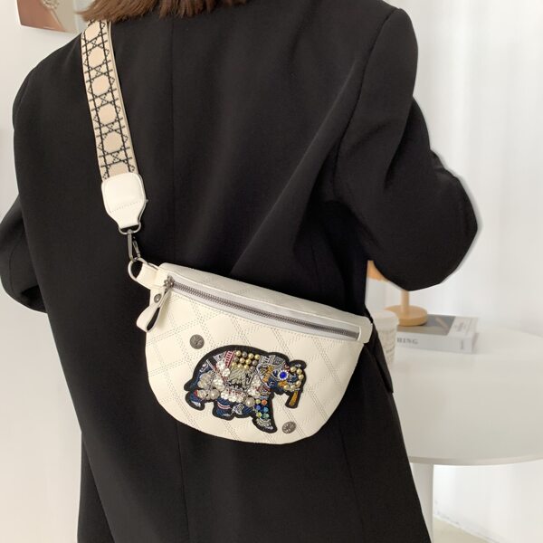 

Pearl Decor Quilted Pattern Bucket Bag, White