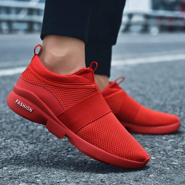 

Breathable Slip On Running Shoes, Red