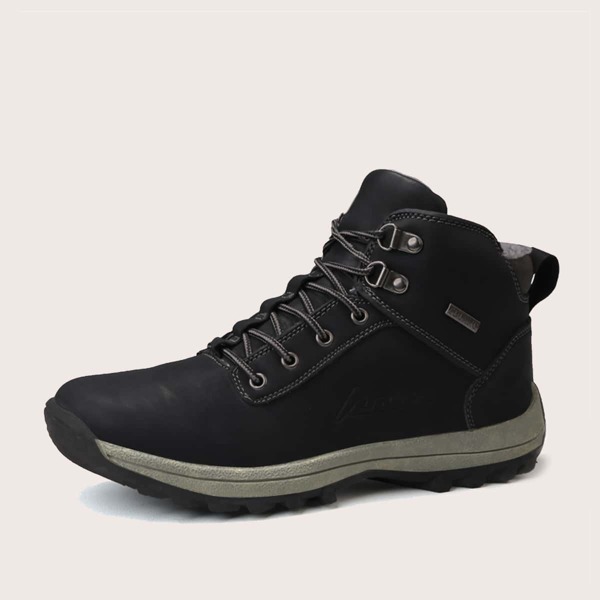 

Men Minimalist Lace-up Front Boots, Black