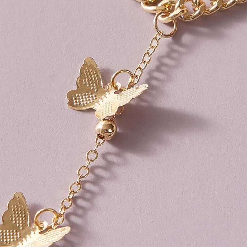 

Butterfly Decor Chain Bracelet With Ring, Gold