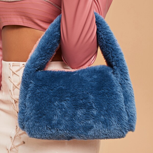

Two Tone Fluffy Shoulder Bag, Multicolor