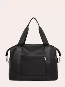 3pcs Letter Graphic Shoulder Tote Bag - Black - View 3