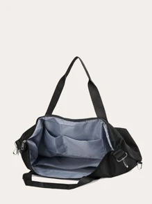 3pcs Letter Graphic Shoulder Tote Bag - Black - View 4