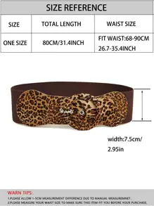 Round Buckle Leopard Print Corset Belt - Coffee Brown - View 6