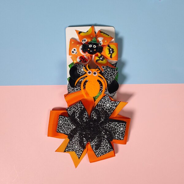 

3pcs Girls Halloween Spider Hair Clip, Multicolor