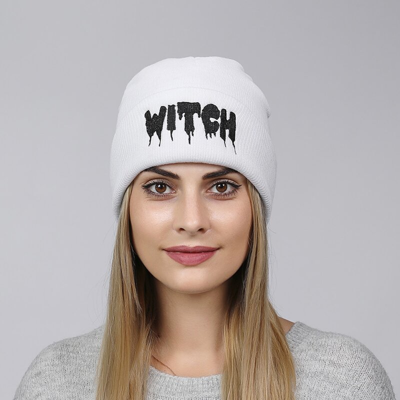 

Letter Embroidery Beanie, White