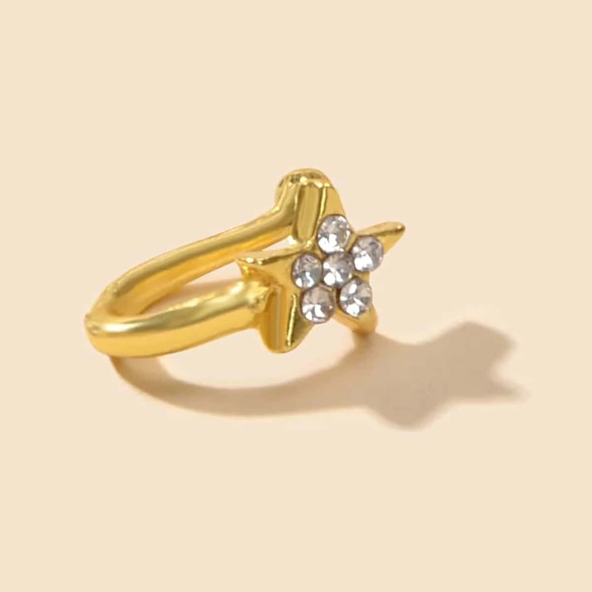 

1pc Rhinestone Decor Nose Ring, Gold