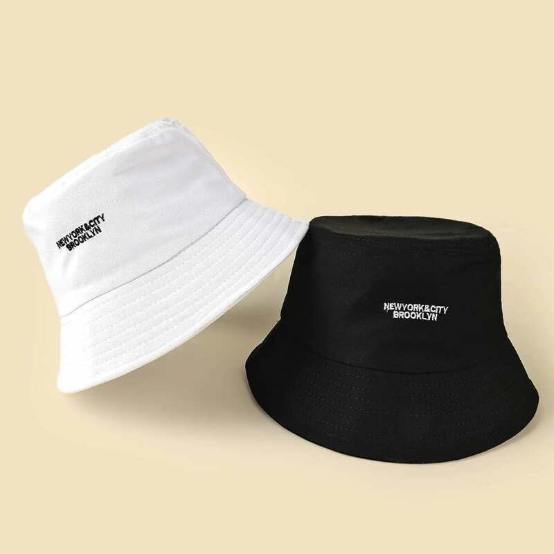 

Guys 2pcs Slogan Graphic Embroidery Bucket Hat, Multicolor