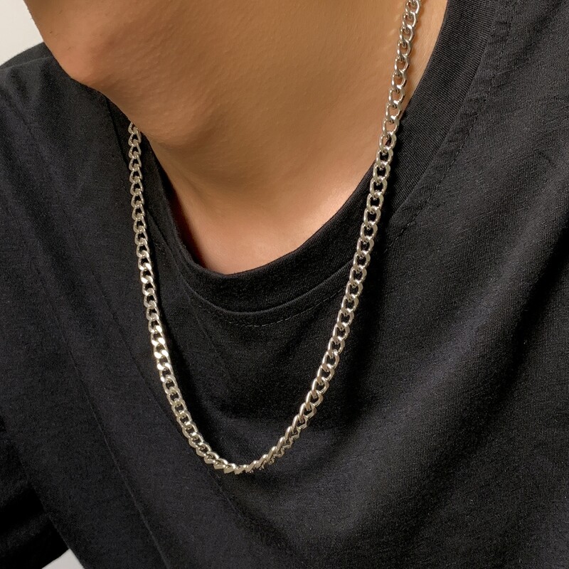 

Guys Minimalist Chain Necklace, Silver