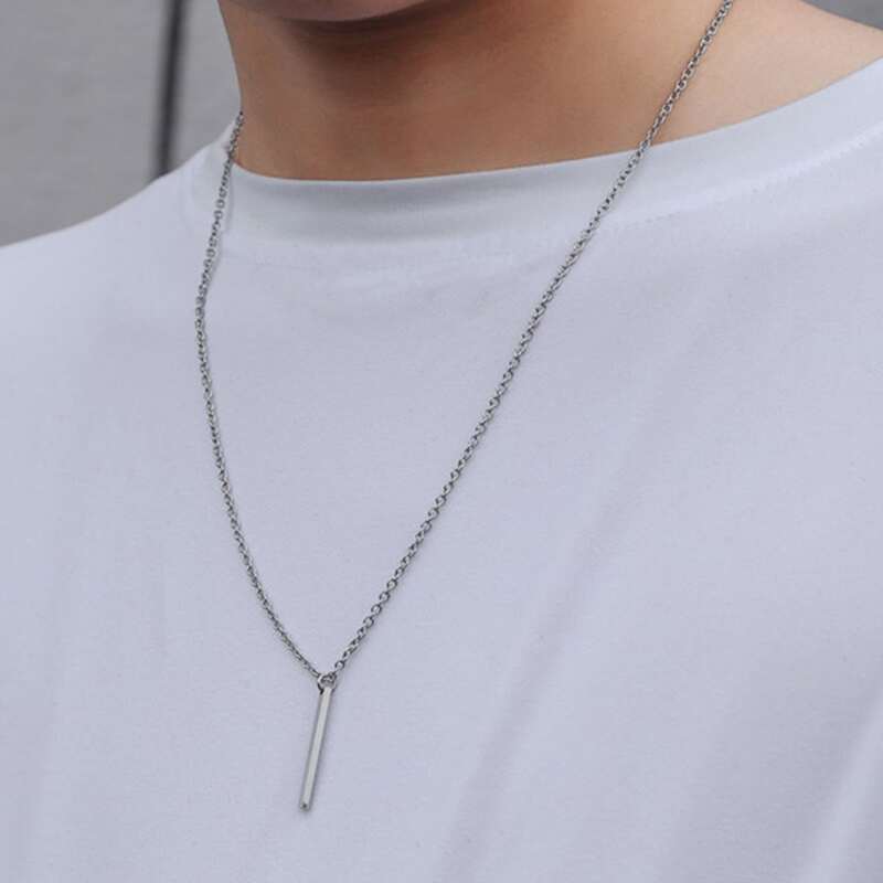 

Guys Geo Pendant Necklace, Silver