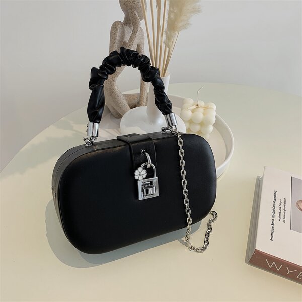

Pad Lock Decor Box Bag, Black