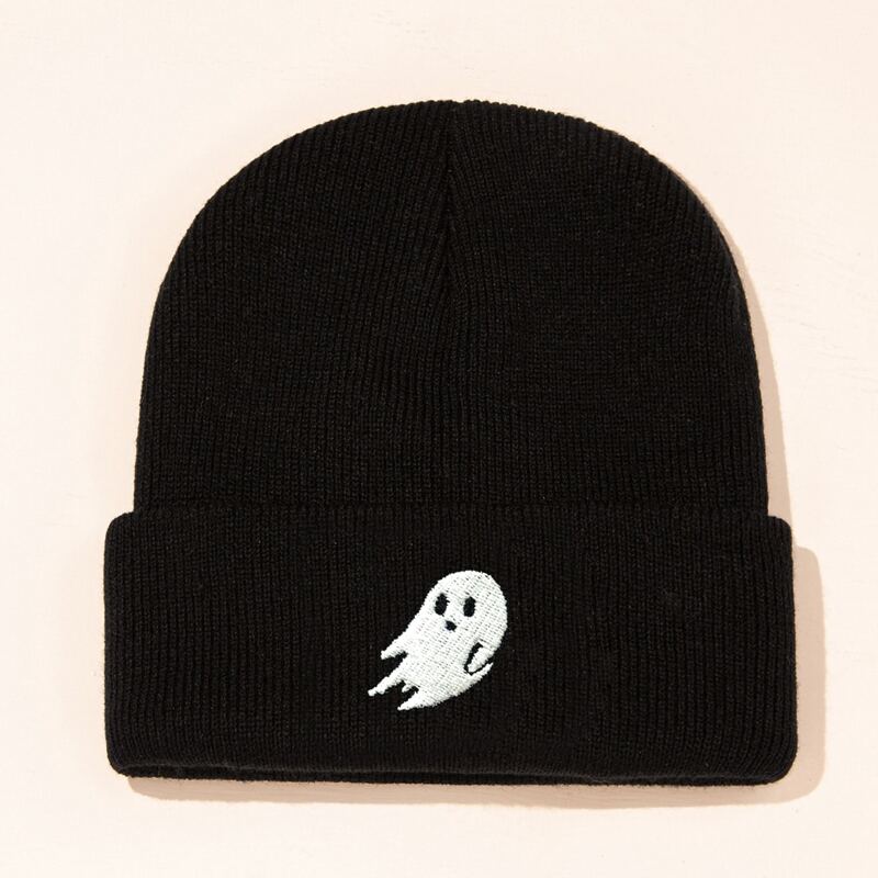 

Ghost Embroidered Beanie, Black