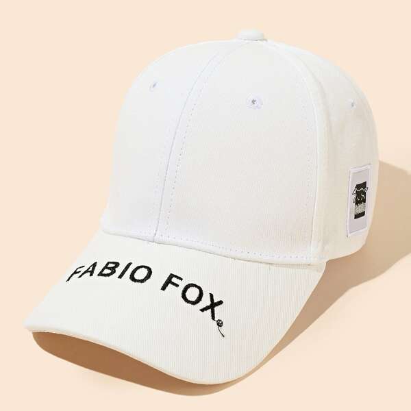 

Letter Embroidered Baseball Cap, White