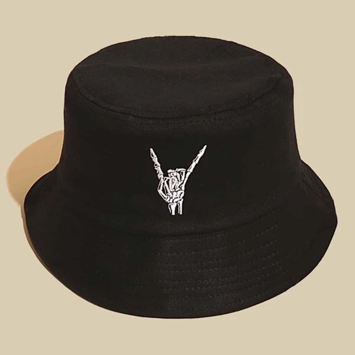 

Guys Skeleton Embroidery Bucket Hat, Black