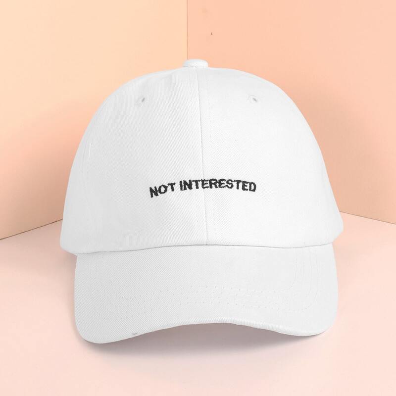 

Guys Slogan Graphic Embroidery Baseball Cap, White