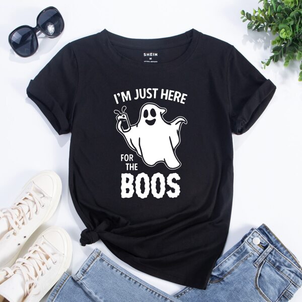 

Ghost & Slogan Graphic Tee, Black